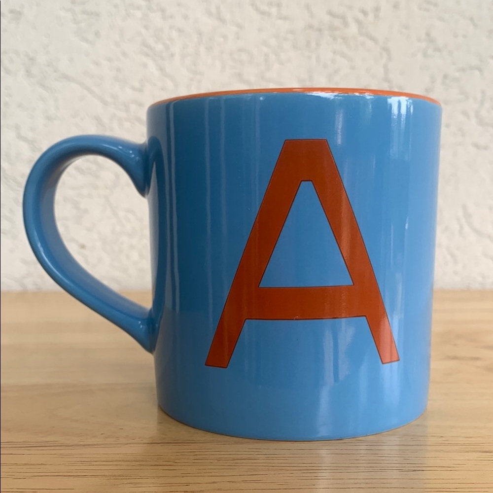 Opalhouse Blue and Orange Ceramic Mug with Capital A monogram